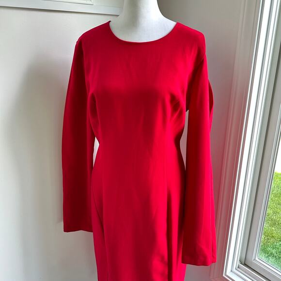 Black Halo NWT Covina Bonfire Red Single Cold Shoulder Sheath Dress Sz 14 XL - Picture 3 of 13